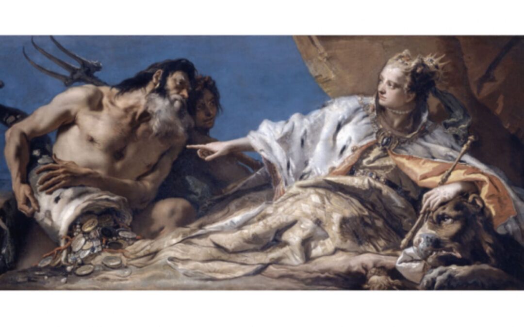 Nettuno offre doni a Venezia: l’allegoria della ricchezza marittima nell’arte di Giambattista Tiepolo